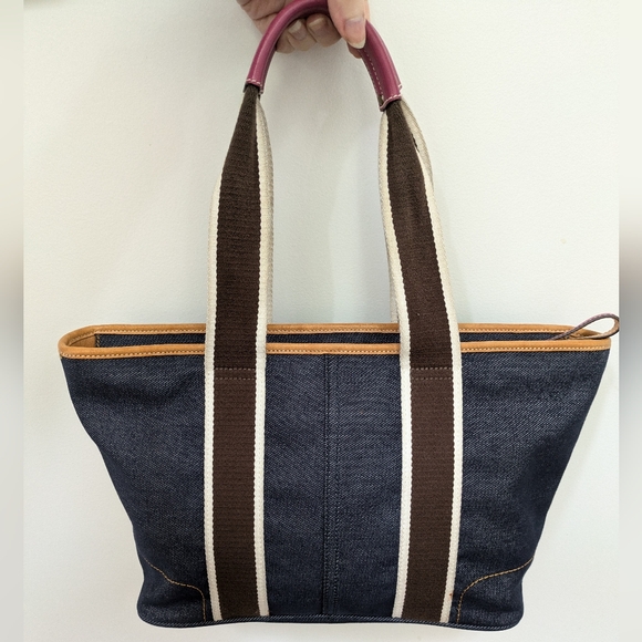 Coach Hampton Mini Blue Denim Small Tote Bag with pink detailing - Picture 2 of 9